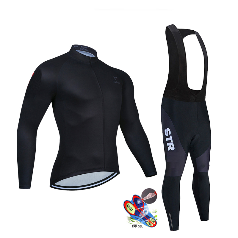 Cycling Community - Sonbahar Siyah Bisiklet Jersey Seti Uzun