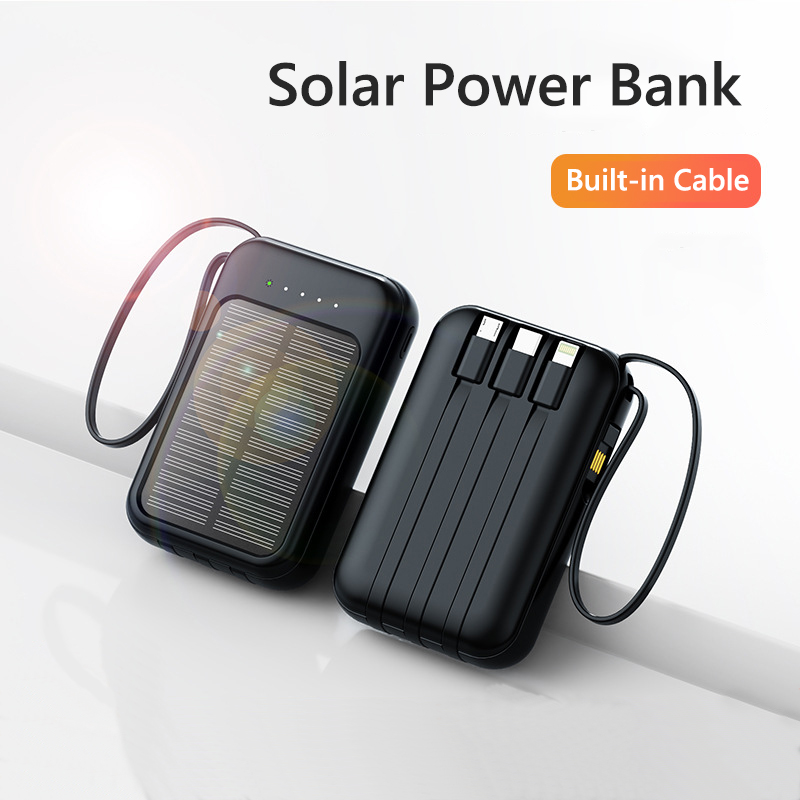Usb Charger Dynamo - 50000mAh Güneş Enerjili Powerbank Dahili Kablolu